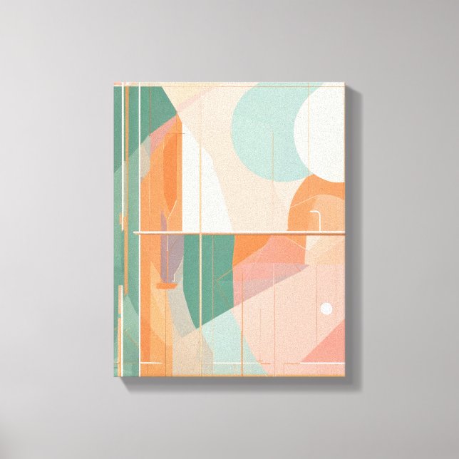 Geometric Shapes Modern Colourful Wrapped Art Canv Canvas Print (Front)