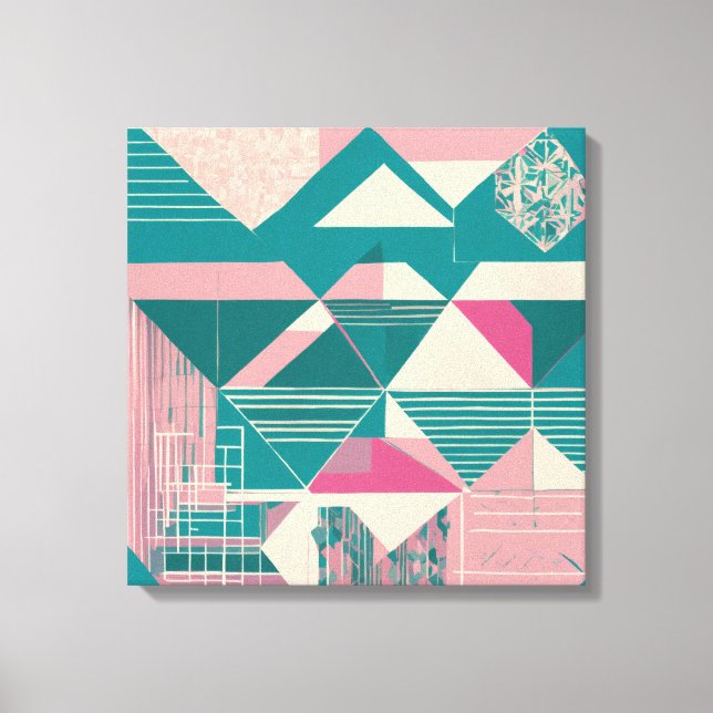 Geometric Shapes Modern Colourful Wrapped Art Canv Canvas Print (Front)