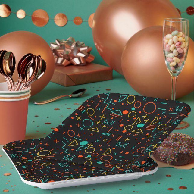 Geometric shapes paper plate (Multi)