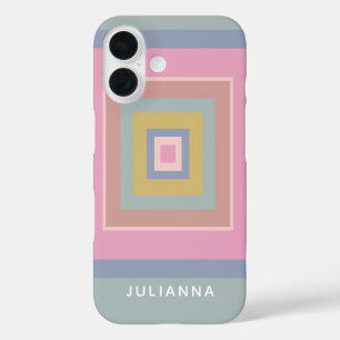 Geometric Shapes Pattern Pastels Personalized iPhone 16 Case