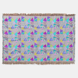 Geometric Shapes Pattern Vintage Style 01x4 LGrey Throw Blanket