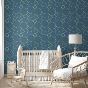 Geometric Shapes Simple Modern Dark Dusty Blue Wallpaper