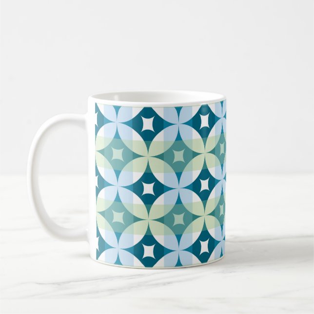 Geometric shapes, vintage abstract wallpaper. coffee mug (Left)