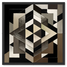 Geometric Shapes With Black And White - wall art