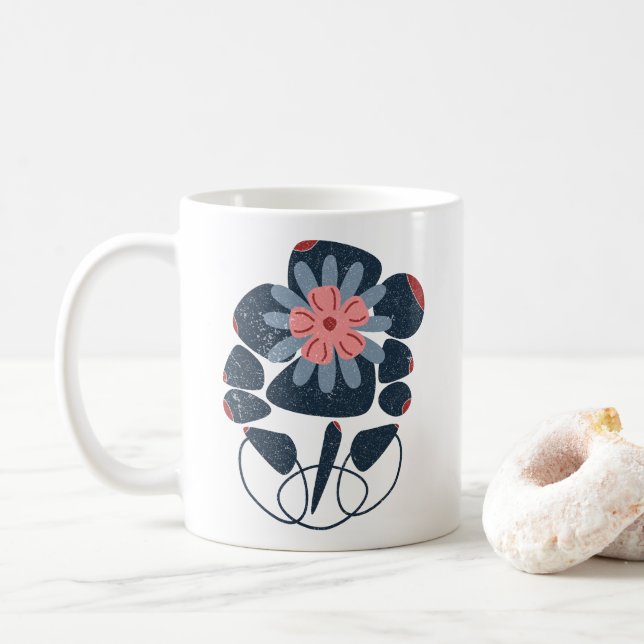 geometric shapes with colourful flower coffee mug (With Donut)