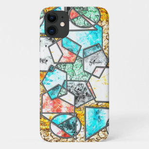 Geometric shapes with strange whitish textures iPhone 11 case
