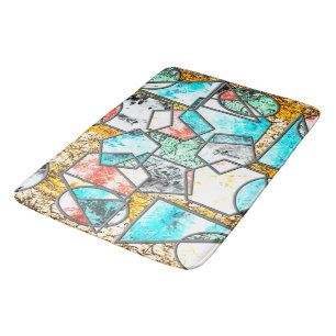 Geometric shapes with weird whitish textures bath mat