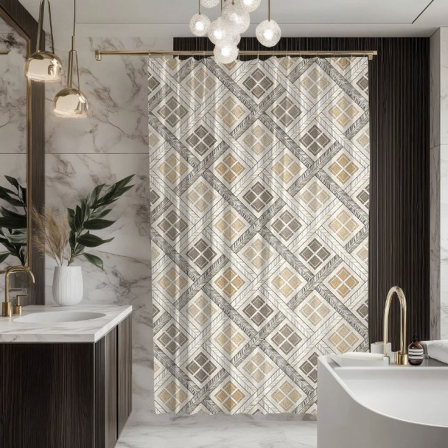 Geometric Shower Curtain Neutral Pastel Modern (Geometric Shower Curtain Neutral Pastel Modern Look)