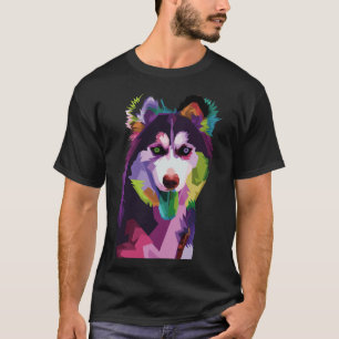 Geometric Siberian Husky Dog Colourful Perfect Fo T-Shirt