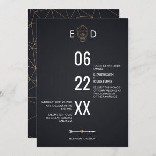 Geometric Skull Wedding Invitation