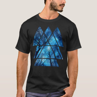 Geometric Sky at Night Trees Nature Outdoor Graphi T-Shirt