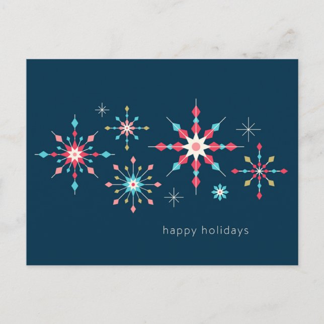 Geometric Snowflake Holiday Greeting Postcard (Front)