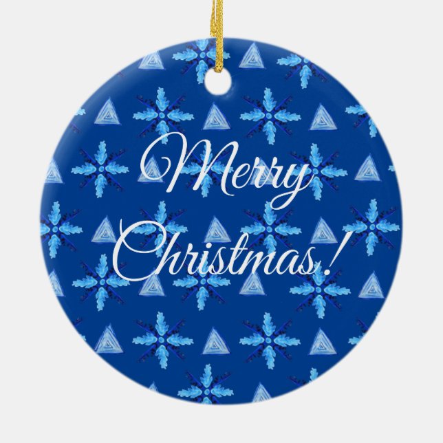 Geometric Snowflakes  Ceramic Ornament (Back)