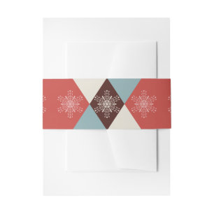Geometric Snowflakes Christmas Invitation Belly Band