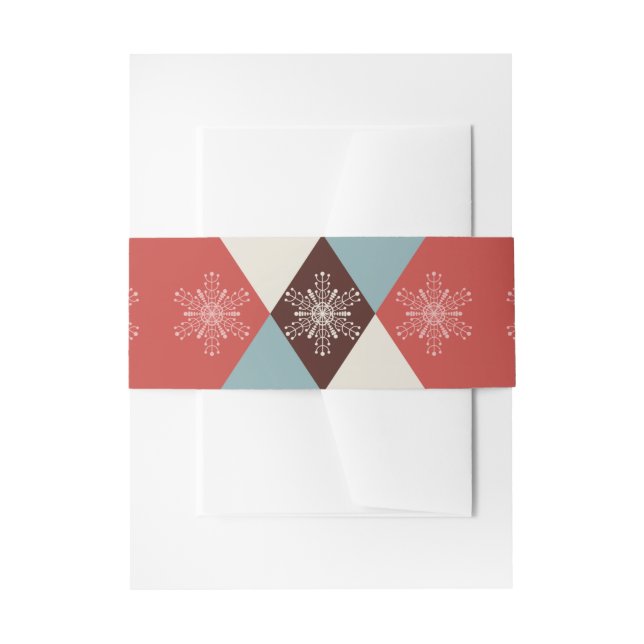 Geometric Snowflakes Christmas Invitation Belly Band (Front Example)
