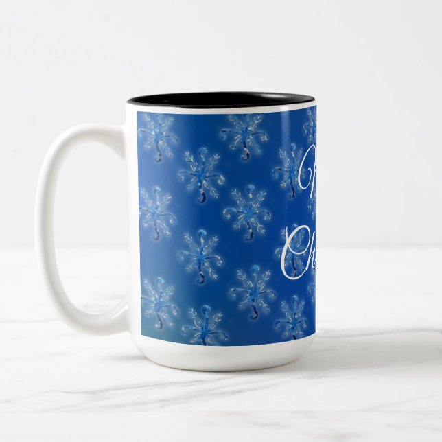Geometric Snowflakes  Two-Tone Coffee Mug (Left)