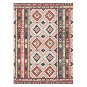 Geometric Southwestern Tribal Kilim in Terracotta Tablecloth