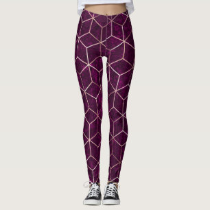 Geometric Sparkle Gold Foil Texture Leggings