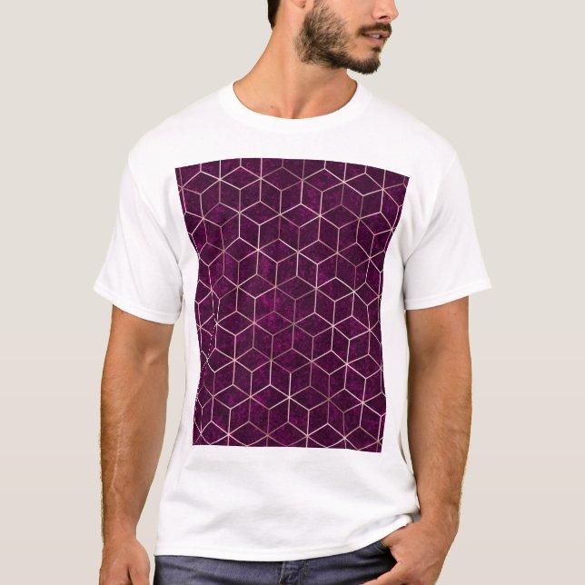 Geometric Sparkle Gold Foil Texture T-Shirt (Front)