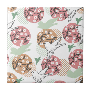 Geometric Spring Nature and Animal Pattern Art  Tile