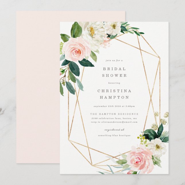 Geometric Spring Romance Bridal Shower Invitation (Front/Back)