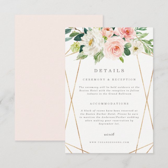 Geometric Spring Romance Details Card (Front/Back)