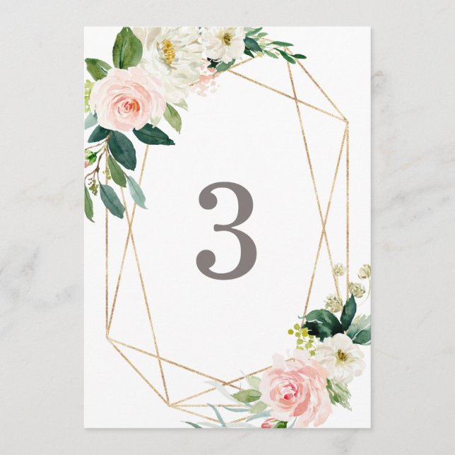 Geometric Spring Romance Table Numbers (Front)