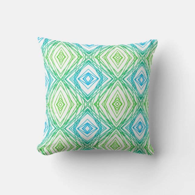 Geometric Square & Diamond Throw Pillow (Front)
