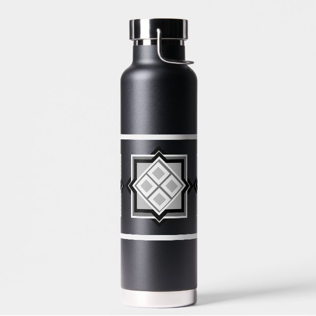 Geometric Square Pattern Water Bottle (Left)