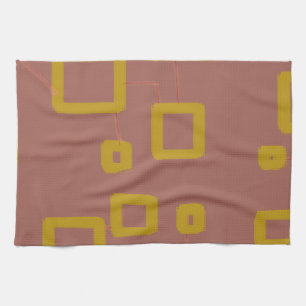 Geometric Squares Brown Kitchen Towel