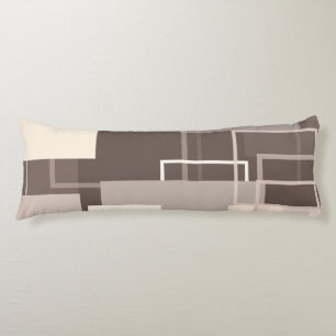 Geometric Squares - Chocolate and Cream Body Pillow