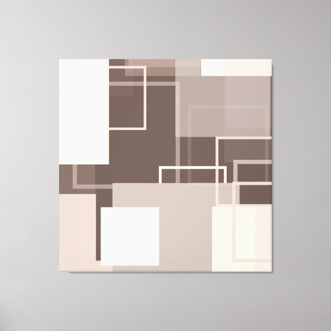 Geometric Squares - Chocolate and Cream Canvas Print (Front)
