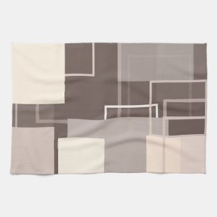 Geometric Squares - Chocolate and Cream Kitchen Towel