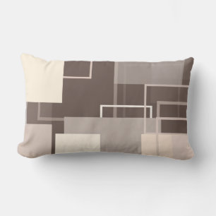 Geometric Squares - Chocolate and Cream Lumbar Pillow