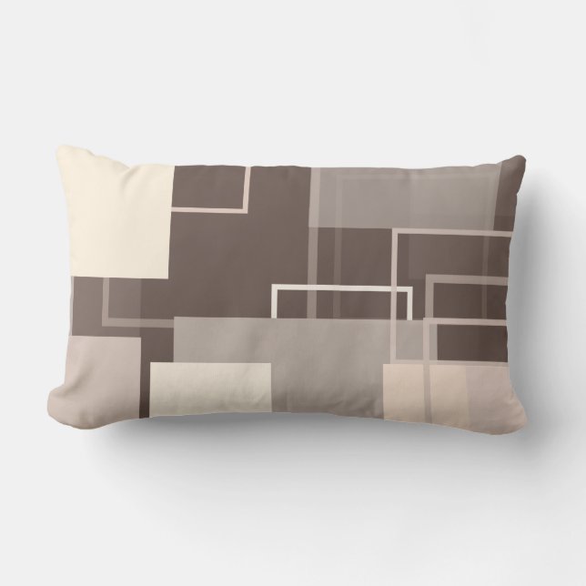 Geometric Squares - Chocolate and Cream Lumbar Pillow (Front)