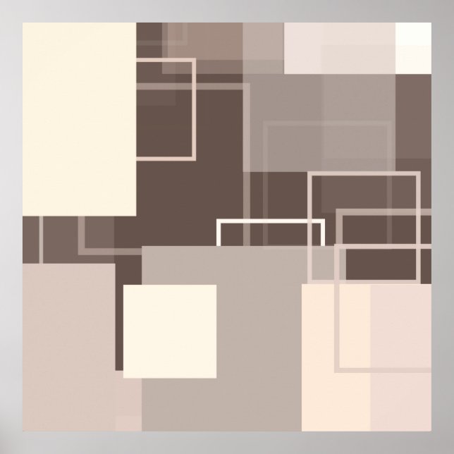 Geometric Squares - Chocolate and Cream Poster (Front)