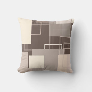 Geometric Squares - Chocolate and Cream Throw Pillow