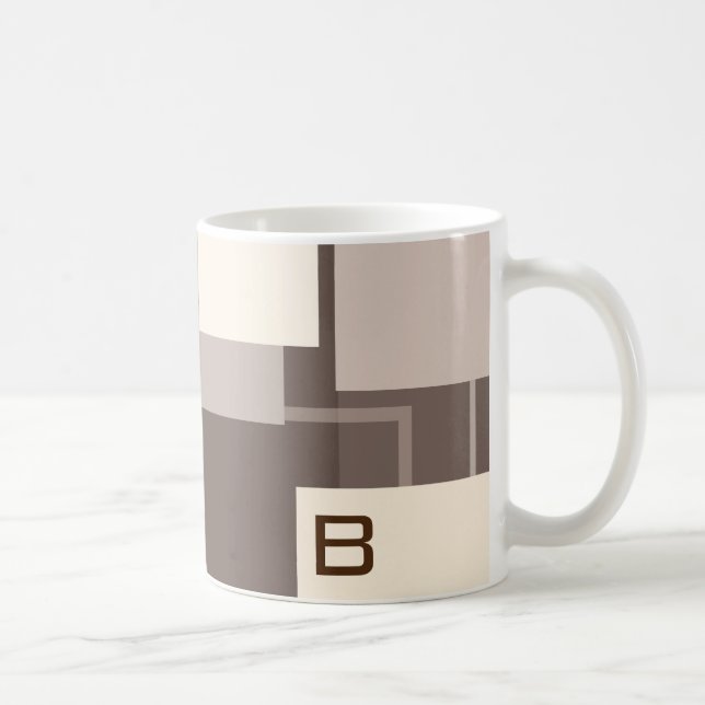 Geometric Squares - Chocolate Cream Coffee Mug (Right)