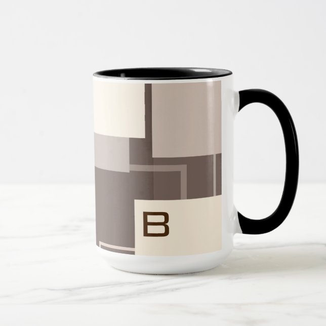 Geometric Squares - Chocolate Cream Mug (Right)