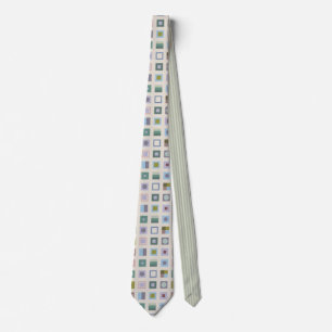 Geometric Squares & Contrasting Stripes Necktie