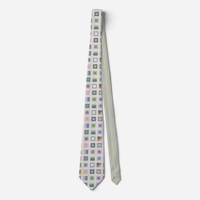 Geometric Squares & Contrasting Stripes Necktie (Front)