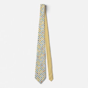 Geometric Squares & Contrasting Stripes Necktie