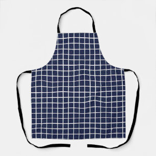 Geometric Squares on Blue All-Over Print Apron