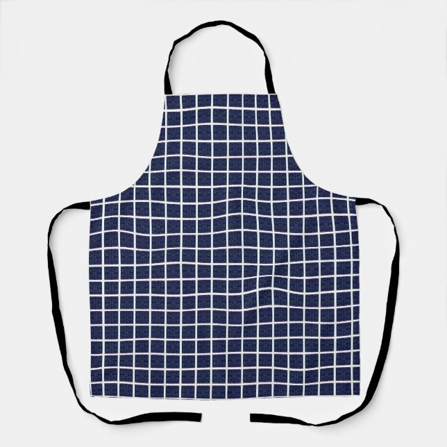Geometric Squares on Blue All-Over Print Apron (Front)