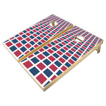 Geometric Squares Pattern Red and Blue