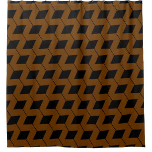 Geometric Squares/Reddish Brown & Black