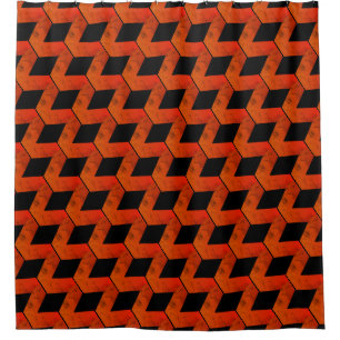 Geometric Squares/Reds Orange & Black