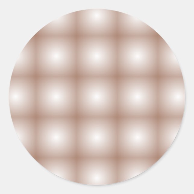 Geometric Squares with Mocha Mousse Gradient White Classic Round Sticker (Front)