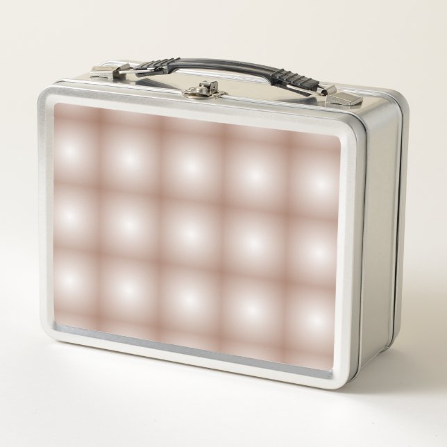 Geometric Squares with Mocha Mousse Gradient White Metal Lunch Box (Front)