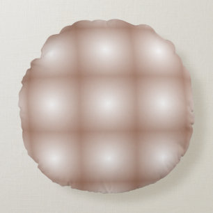 Geometric Squares with Mocha Mousse Gradient White Round Pillow